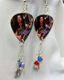 Dime Bag Darrell Pantera Guitar Pick Earrings with Swarovski Crystal and Charm Dangles