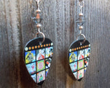 Pearl Jam Backspacer Guitar Pick Earrings with Grey Swarovski Crystals