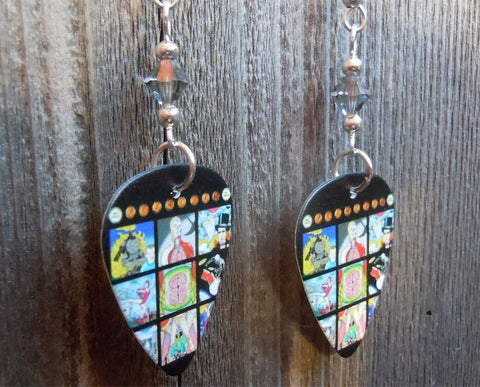 Pearl Jam Backspacer Guitar Pick Earrings with Grey Swarovski Crystals