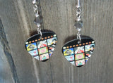 Pearl Jam Backspacer Guitar Pick Earrings with Grey Swarovski Crystals