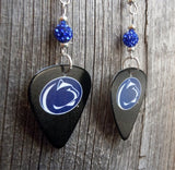 Penn State Lions Guitar Pick Earrings with Blue Pave Beads