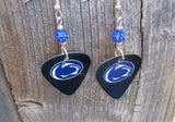 Penn State Lions Guitar Pick Earrings with Blue Pave Beads