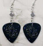 Horoscope Astrological Sign Pisces Guitar Pick Earrings with Metallic Silver Swarovski Crystals