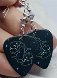 Horoscope Astrological Sign Pisces Guitar Pick Earrings with Metallic Silver Swarovski Crystals