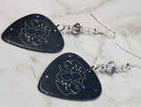 Horoscope Astrological Sign Pisces Guitar Pick Earrings with Metallic Silver Swarovski Crystals