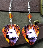 Pit Bull Guitar Pick Earrings with Fire Opal Swarovski Crystals