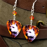 Pit Bull Guitar Pick Earrings with Fire Opal Swarovski Crystals
