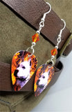 Pit Bull Guitar Pick Earrings with Fire Opal Swarovski Crystals
