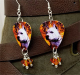 Pit Bull Guitar Pick Earrings with Fire Opal Swarovski Crystal Dangles