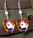 Pit Bull Guitar Pick Earrings with White Alabaster Swarovski Crystals