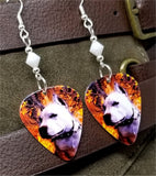 Pit Bull Guitar Pick Earrings with White Alabaster Swarovski Crystals