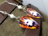 Pit Bull Guitar Pick Earrings with White Alabaster Swarovski Crystals