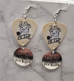 I Love My Pit Bull Guitar Pick Earrings with Peace Love Pit Bulls Charm Dangles