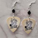 I Love My Pit Bull Guitar Pick Earrings with Black Swarovski Crystals