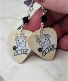 I Love My Pit Bull Guitar Pick Earrings with Black Swarovski Crystals