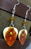 Apricot Poodle Guitar Pick Earrings with Topaz Swarovski Crystals