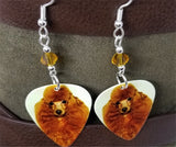 Apricot Poodle Guitar Pick Earrings with Topaz Swarovski Crystals