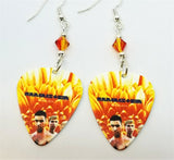 Rammstein Herzeleid Guitar Pick Earrings with Fire Opal Swarovski Crystals