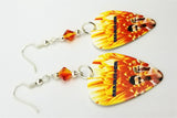 Rammstein Herzeleid Guitar Pick Earrings with Fire Opal Swarovski Crystals