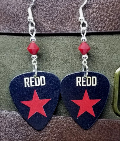Redd Guitar Pick Earrings with Red Swarovski Crystals