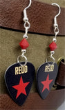 Redd Guitar Pick Earrings with Red Swarovski Crystals