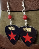 Redd Guitar Pick Earrings with Red Swarovski Crystals