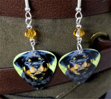 Rottweiler Puppy Guitar Pick Earrings with Topaz Swarovski Crystals
