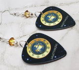 Horoscope Astrological Sign Sagittarius Guitar Pick Earrings with Metallic Sunshine Swarovski Crystals