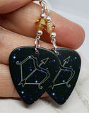 Horoscope Astrological Sign Sagittarius Guitar Pick Earrings with Metallic Sunshine Swarovski Crystals
