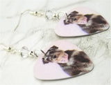 Schnauzer with a Bandanna Guitar Pick Earrings with Clear Swarovski Crystals
