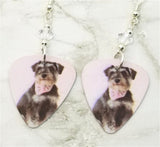 Schnauzer with a Bandanna Guitar Pick Earrings with Clear Swarovski Crystals