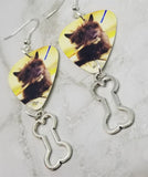 Scottie Scotty Scottish Terrier Guitar Pick Earrings with Bone Charm Dangle