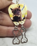 Scottie Scotty Scottish Terrier Guitar Pick Earrings with Bone Charm Dangle