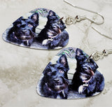 Two Scottie Scotty Scottish Terrier Guitar Pick Earrings