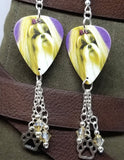 CLEARANCE Shih Tzu Guitar Pick Earrings with Paw Print Charm and Swarovski Crystal Dangles