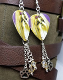 CLEARANCE Shih Tzu Guitar Pick Earrings with Paw Print Charm and Swarovski Crystal Dangles