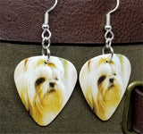 Long Haired Shih Tzu Guitar Pick Earrings
