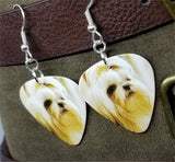 Long Haired Shih Tzu Guitar Pick Earrings