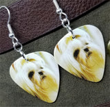 Long Haired Shih Tzu Guitar Pick Earrings