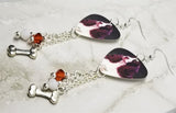 Springer Spaniel Guitar Pick Earrings with Dog Bone Charm and Swarovski Crystal Dangles