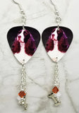 Springer Spaniel Guitar Pick Earrings with Dog Bone Charm and Swarovski Crystal Dangles