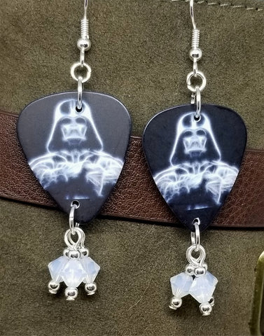 Star Wars Darth Vader Guitar Pick Earrings with Opal Swarovski Crystal Dangles