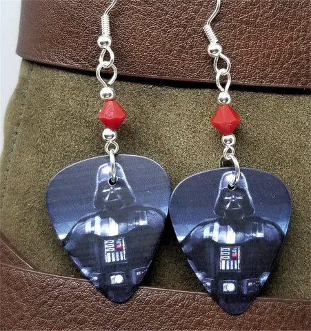 Star Wars Darth Vader Guitar Pick Earrings with Red Swarovski Crystals