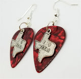 CLEARANCE I Love Texas Charm Guitar Pick Earrings - Pick Your Color