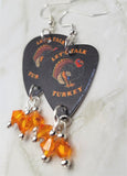 Let's Talk Turkey Guitar Pick Earrings with Orange Swarovski Crystal Dangles