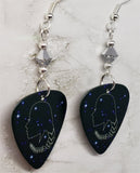 Horoscope Astrological Sign Virgo Guitar Pick Earrings with Metallic Silver Swarovski Crystals