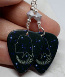 Horoscope Astrological Sign Virgo Guitar Pick Earrings with Metallic Silver Swarovski Crystals