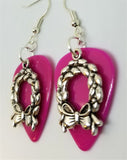 CLEARANCE Christmas Wreath Charm Guitar Pick Earrings - Pick Your Color