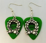 CLEARANCE Christmas Wreath Charm Guitar Pick Earrings - Pick Your Color