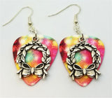 CLEARANCE Christmas Wreath Charm Guitar Pick Earrings - Pick Your Color